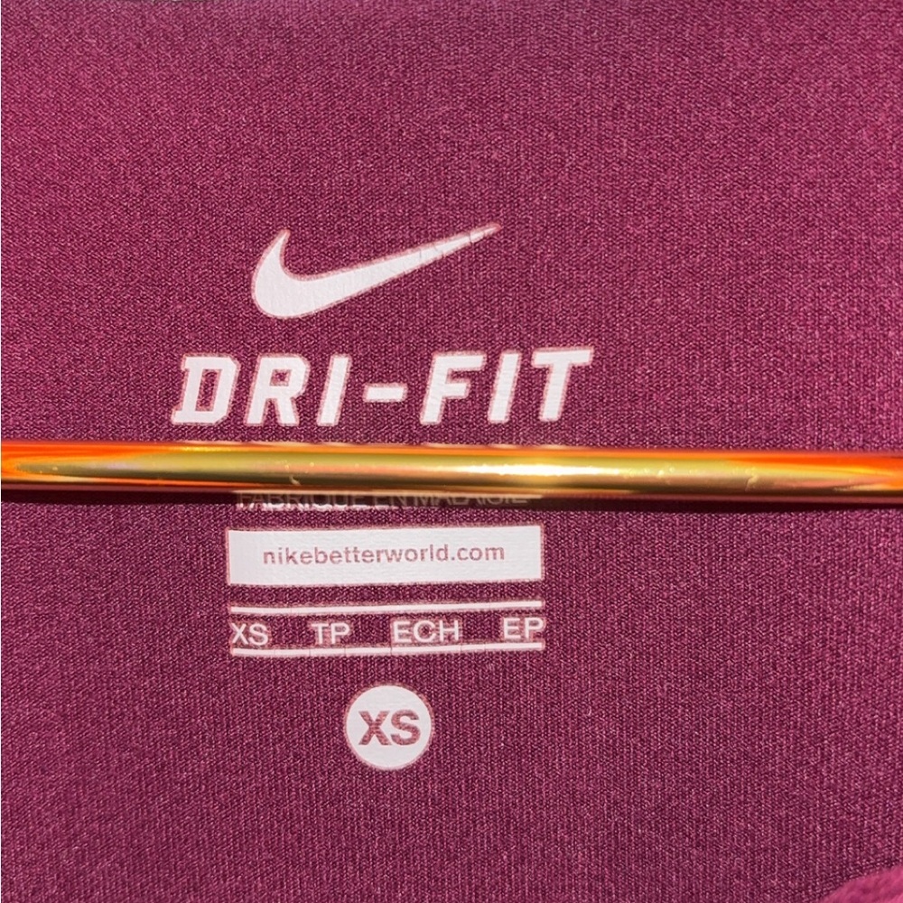 Nike Women's Maroon Dri-Fit Long Sleeve Shirt Size XS P2P 18" - Picture 4 of 4